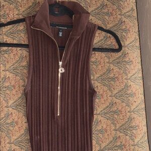 White House Black Market Chocolate Ribbed top